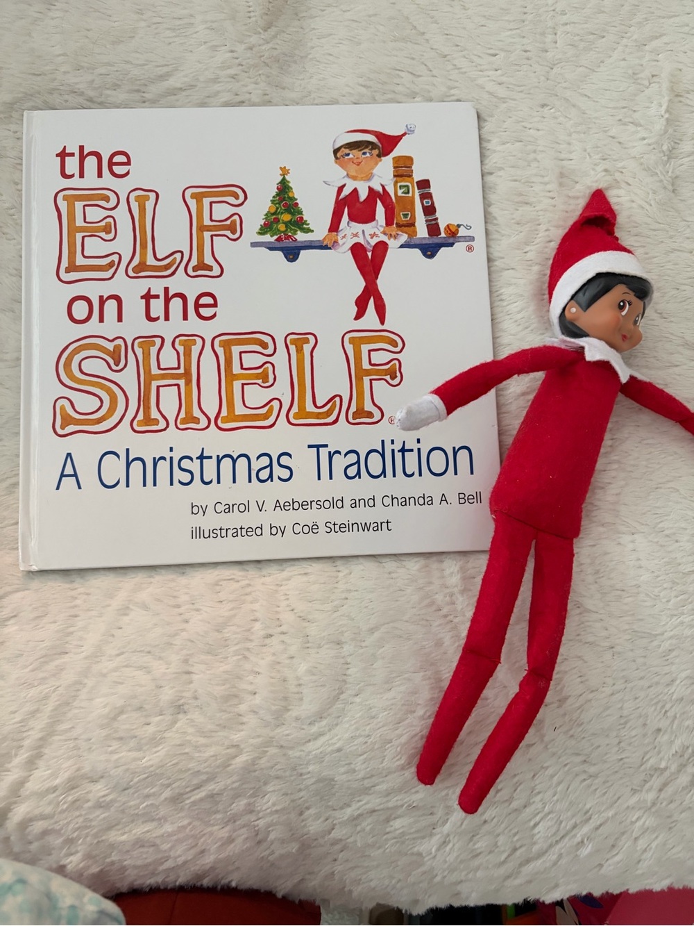 Flawed Elf on the shelf book & dark skin girl elf transitions family Christmas